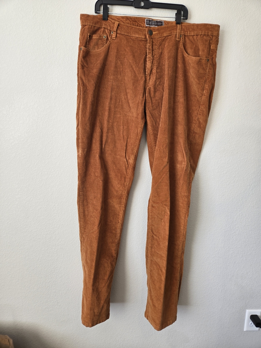 Men's Burnt Orange Corduroy Pants - Classic Straight Fit 42/38